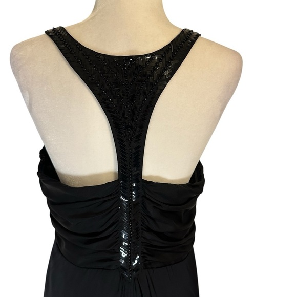 ANTONIO MELANI Black Sheath Maxi Dress Sweetheart Neckline 100% Silk Size 12 - Picture 7 of 16